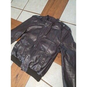 MENS CHESS KING VTG HICKORY BROWN LEATHER FLIGHT/AVIATOR JACKET SZ 40 Vintage